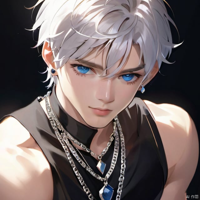 solo,  looking at viewer,  short hair by 新月照澄湾 on Tensor.Art