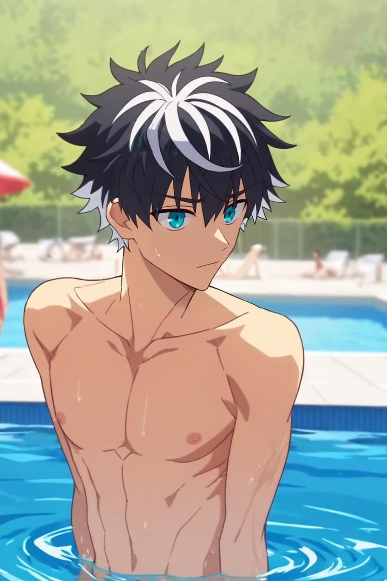 score_9, score_8_up, score_7_up, source_anime, anime screencap, , , , upper body, depth of field, 1boy, solo, male focus, <lora:charlemagne_fate_pony:0.86>, charlemagne_fate, , , swimming pool, , <lora:sdxl_lightning_8step_lora:1>