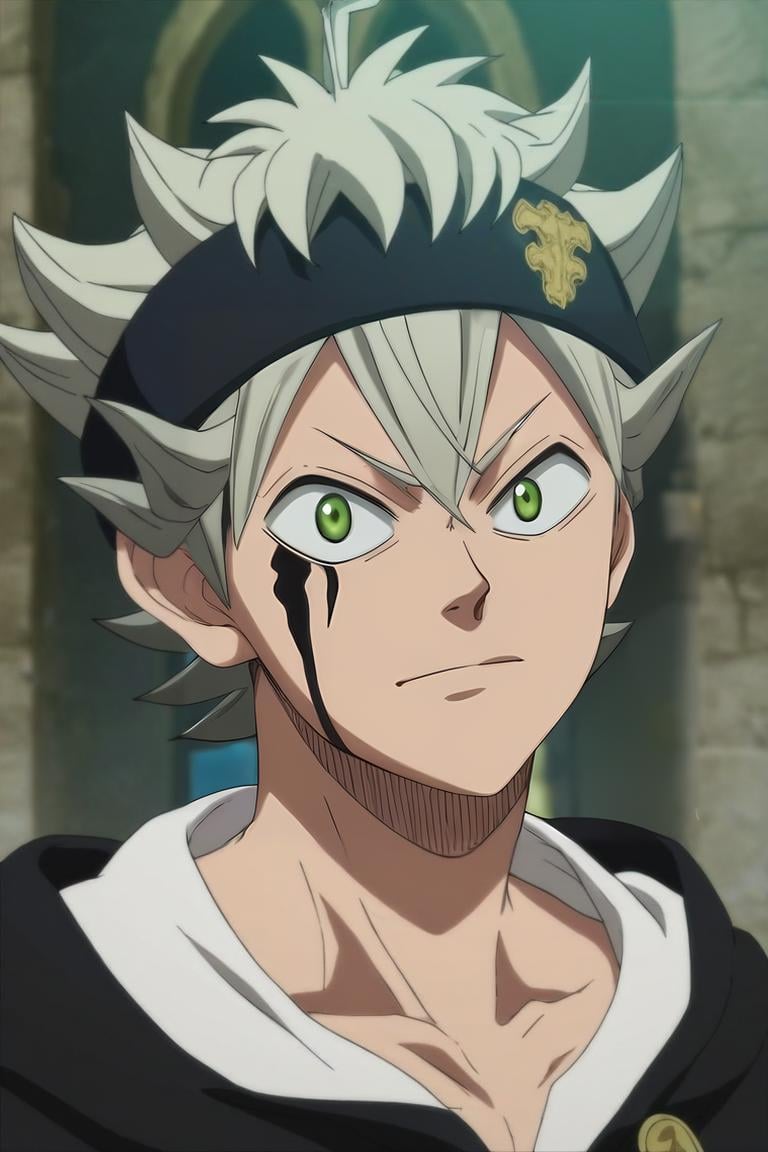 score_9, score_8_up, score_7_up, source_anime, semi-realistic, looking at viewer, upper body, depth of field, 1boy, solo, male focus, <lora:asta_black_clover_pony:0.8>, asta_black_clover, , headband, facial mark, demon form, , demon wing, , The Castle of Shadows, , <lora:sdxl_lightning_8step_lora:1>