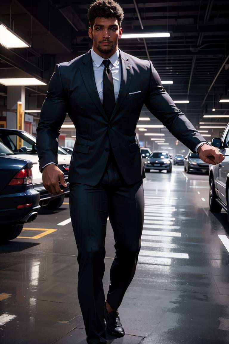 photo of person, man, smirk, (muscular:1.1), parking lot, dress shirt, pants, suit, work clothes, looking to viewer, cinematic lighting, detailed face, detailed eyes, masterpiece, high_res, perfect face<lora:EMS-321465-EMS:1.000000>