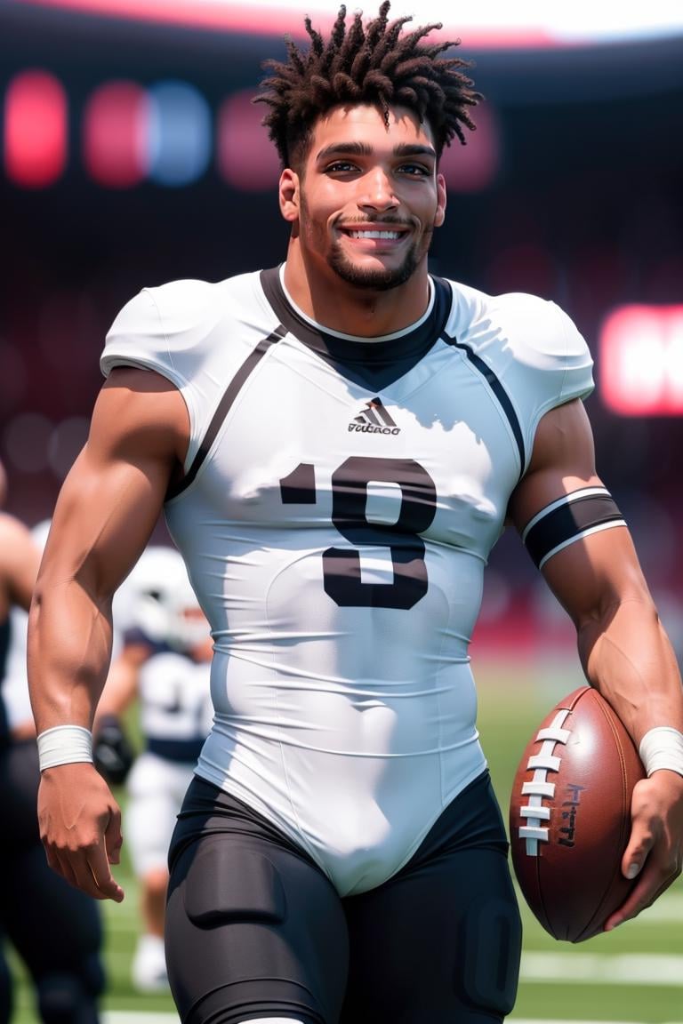 (masterpiece, best quality:1.2), man, football jersey, football pants, football player, (((medium shot))) ,stadium,smiling, night, masterpiece, highness, perfect face, perfect picture, detailed eyes, sharp focus, muscular,High detailed view,Fantasy<lora:EMS-3262-EMS:0.700000>, <lora:EMS-321465-EMS:1.000000>