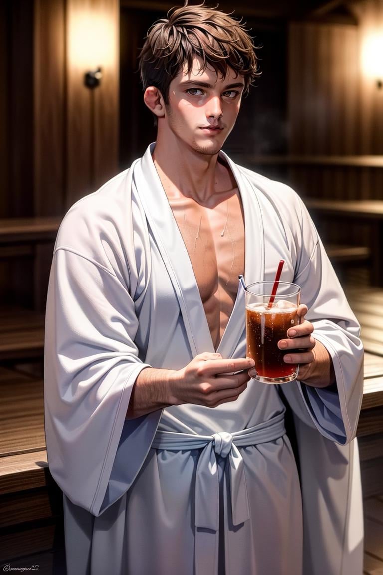 (masterpiece, best quality:1.2), man, smirk, (depth of field:1.1), stubble, photo of person, brown eyes, ((sauna, robe)), (medium shot), at the beach, masterpiece, highness, perfect face, perfect picture, detailed eyes, sharp focus,High detailed view, holding a drink,multiple penises<lora:EMS-340587-EMS:1.000000>