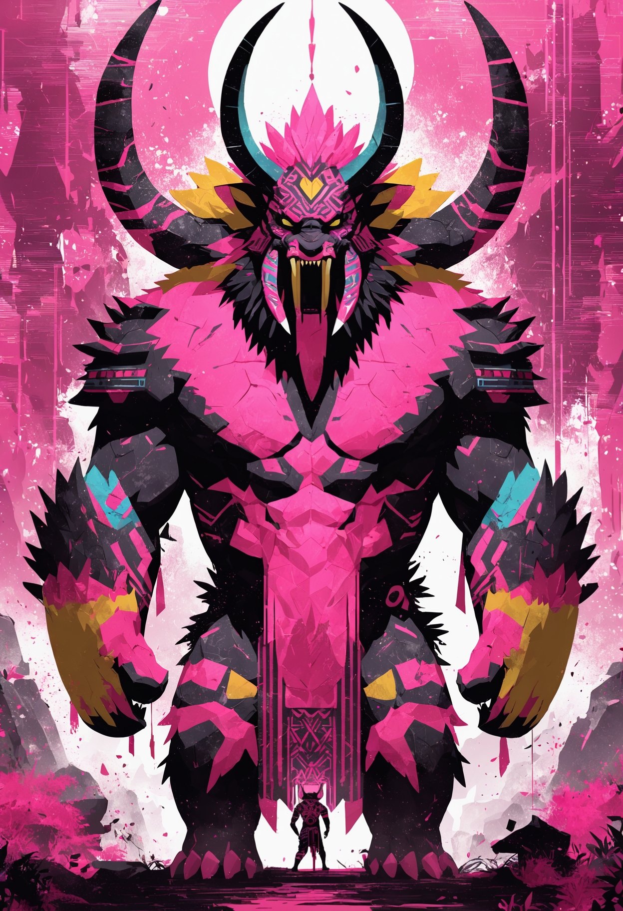 (masterpiece, best quality),  DonM51ckXL  male watcher, totem warrior,behemoth, pink, flat, 2D,  (highres, 4k, 8k, Illustration, wallpaper)  <lora:myLoraXL_test\DonM51ckXL-000008>