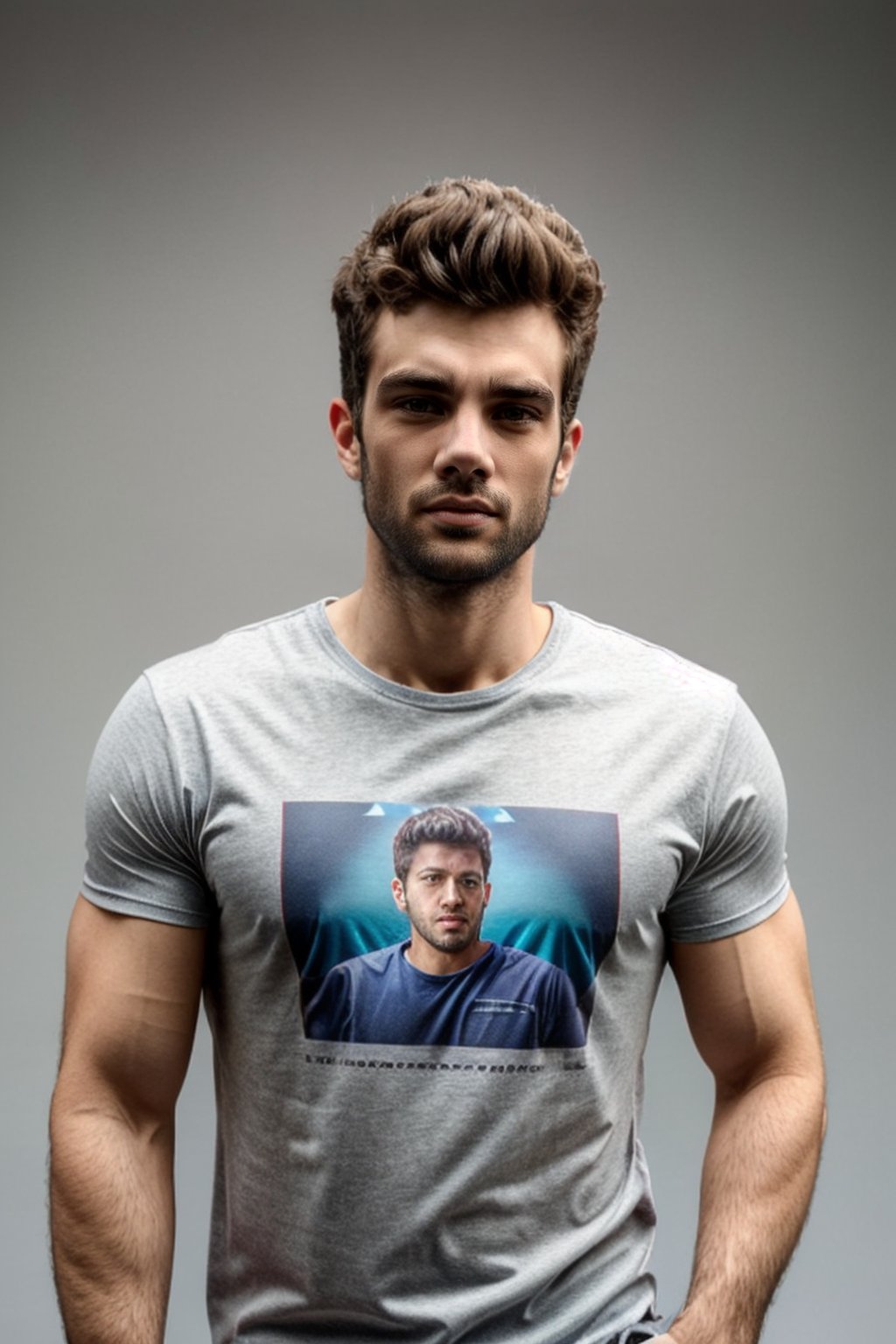 Phot upper body , looking at viewer, 4k, detailed photo, simple background, t-shirt ,Youngman,Photorealistic ,Handsome guy,Jayb