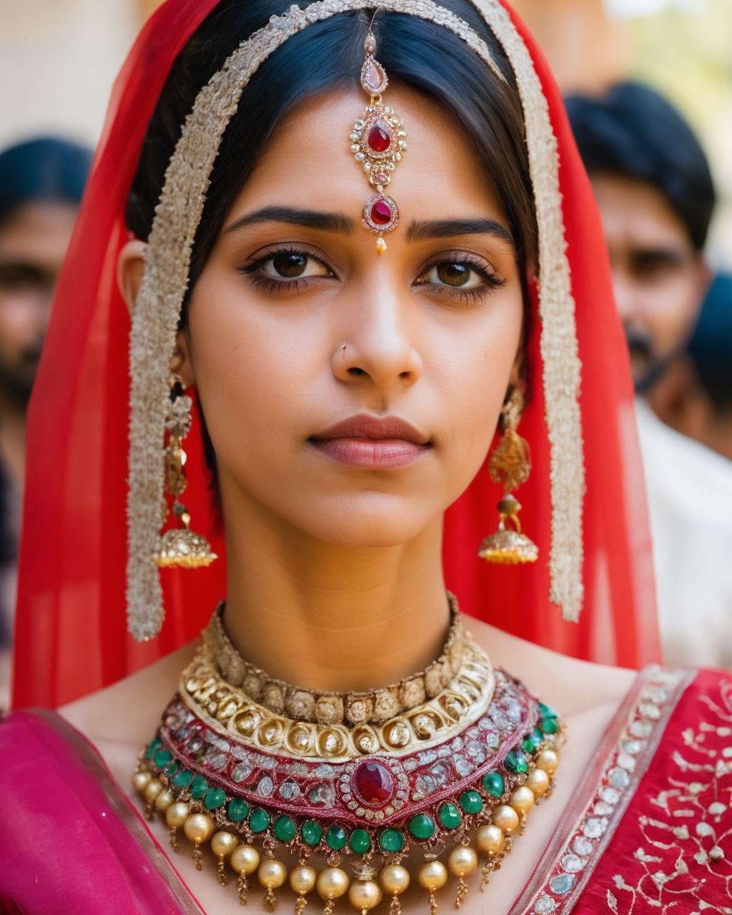 a woman in a traditional indian dress and jewelry by Ciro Negrogni on Tensor.Art