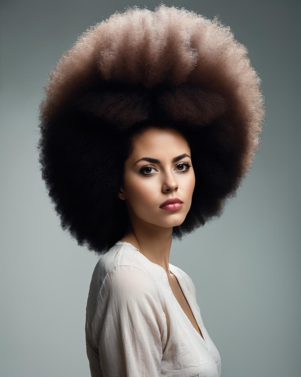 a woman with a very large afro hair by Ciro Negrogni on Tensor.Art