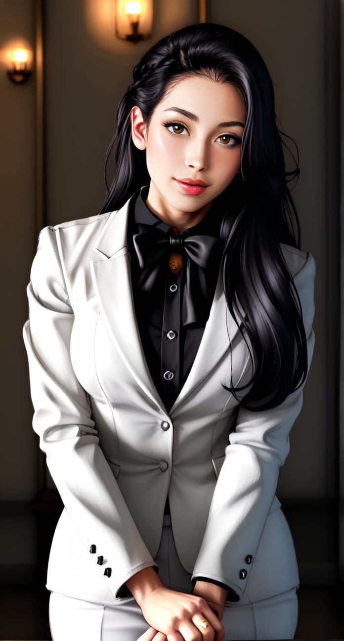 score_9, score_8_up, score_7_up, cinematic style-10000 beautiful woman,smoky eyes , long black hair , l ,white suit tuxedo, , miniskirt, , light background (masterpiece) (best quality) (detailed) (8k) (HDR) (wallpaper) (cinematic lighting) (sharp focus) (intricate) (masterpiece) (best quality) (detailed) (8k) (HDR) (wallpaper) (cinematic lighting) (sharp focus) (intricate) Show More