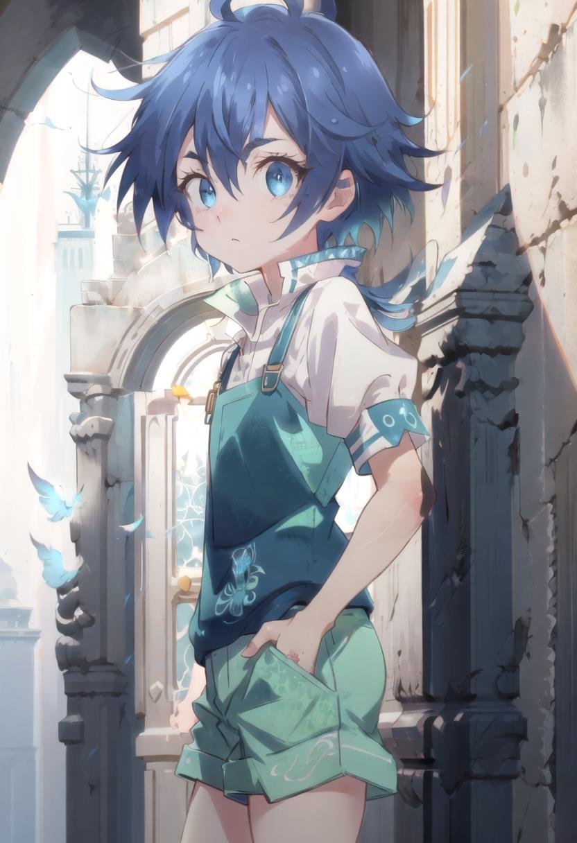 lloyd,  green shorts,  blue hair by fearvel on Tensor.Art