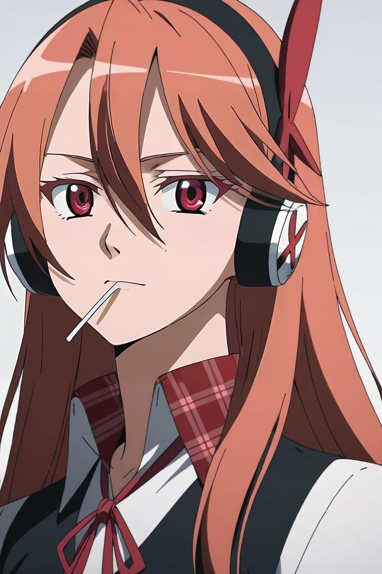 score_9, score_8_up, score_7_up, source_anime, , anime screencap, , official style, , , , 1girl, solo, <lora:chelsea_akame_ga_kill_pony:0.88>, chelsea_akame_ga_kill, red hair, red eyes, long hair, hair between eyes, bangs, headphones, , , candy, lollipop, mouth hold, casual wear,, valley, , <lora:sdxl_lightning_8step_lora:1>