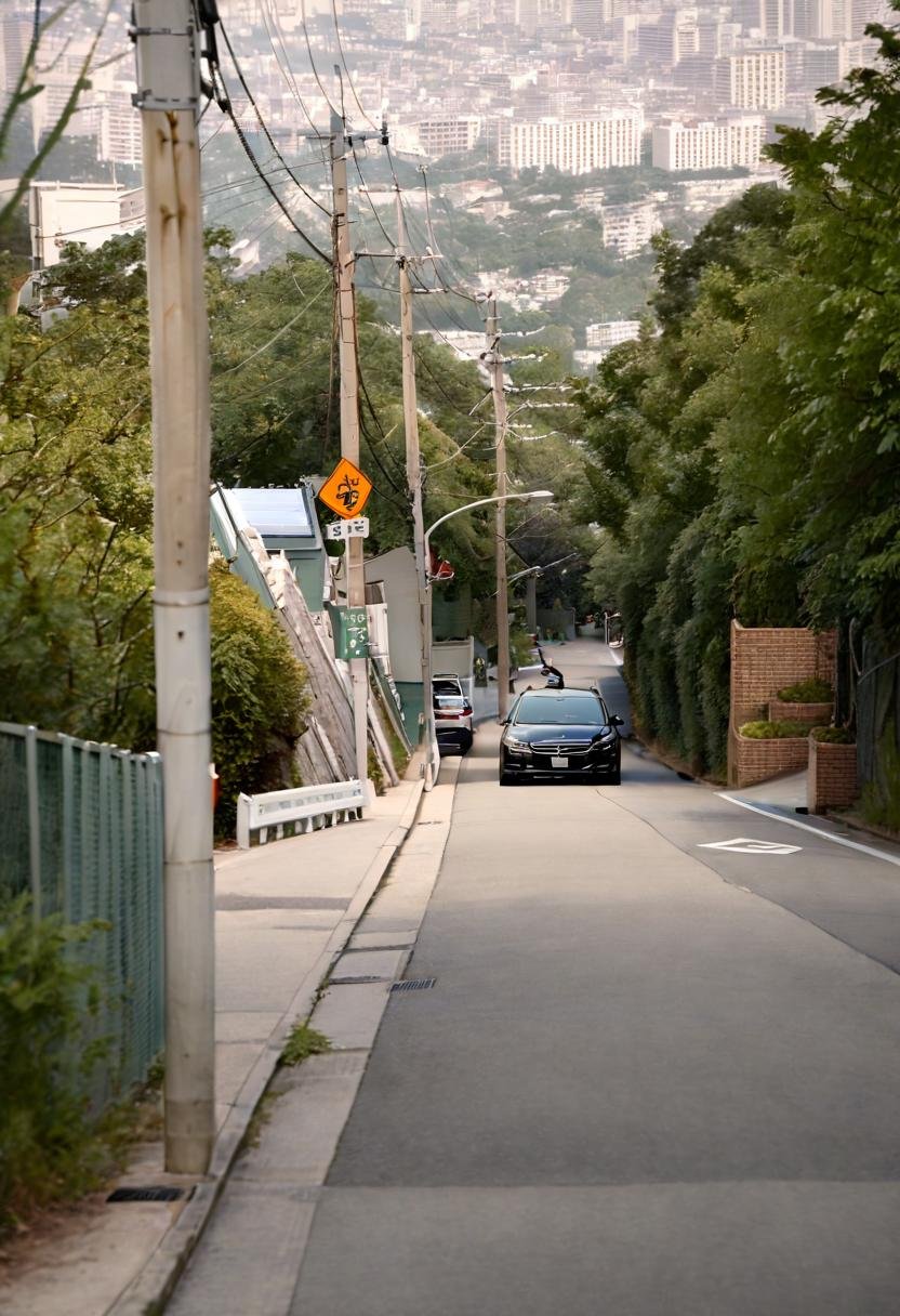 masterpiece, best quality, very aesthetic, absurdres,haruhizaka, kitakoumae, scenery, outdoors, road, power lines, city, tree, building, sign, cityscape, road sign, utility pole, street, car, sky, day, real world location, realistic, photo background, photo (medium) <lora:kitakoumae_SDXL_V3:1>