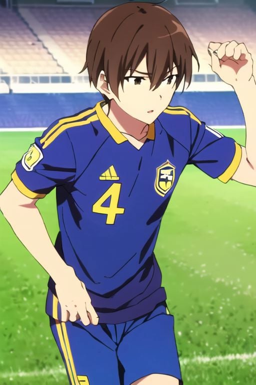 Seiya Kanie, masterpiece, best quality, (1boy), solo, male focus, High definition, Dark Brown hair, 4K, soccer player