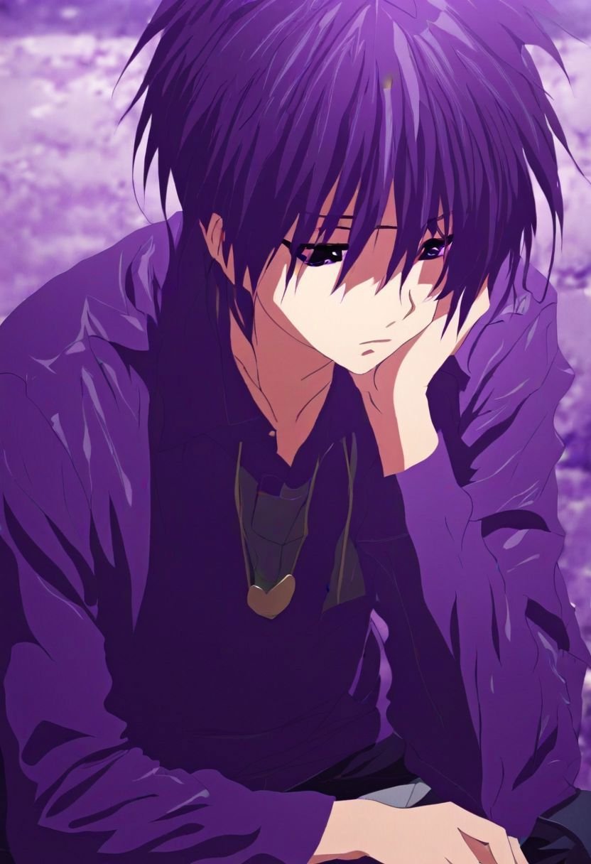 EasyNegativeV2, Tomoya Okazaki, 1boy, male, purple hair, sad, herartless