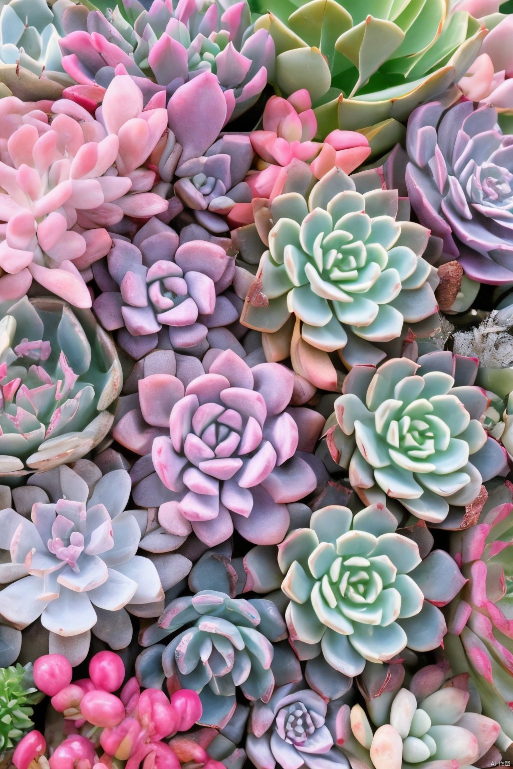 Succulent_Plants,succulent plants,pink theme,close-up, macro shot