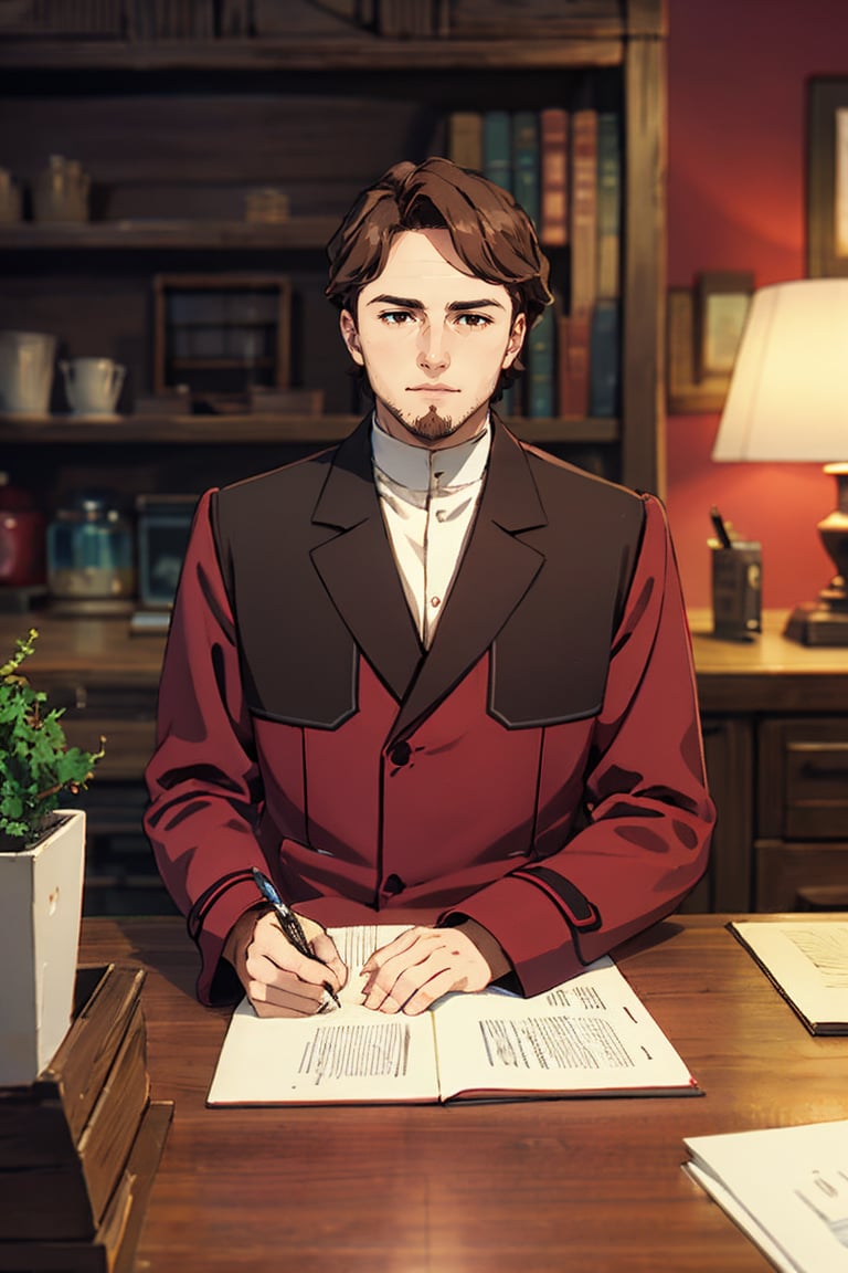 solo male,  Richter,  dark brown hair by Berthault on Tensor.Art