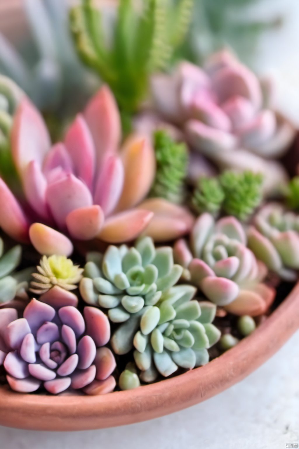  Succulent_Plants,succulent plants,pink theme,close-up, macro shot