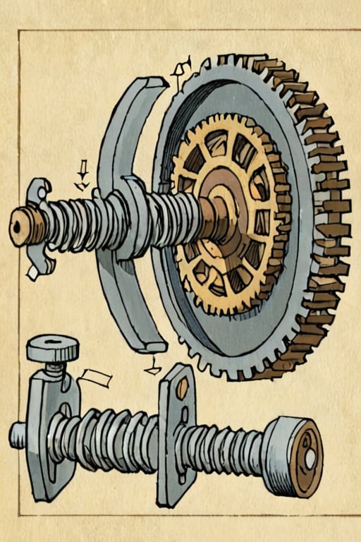 Illustration of a Mechanical parts by David Macaulay by Nonsensei on Tensor.Art