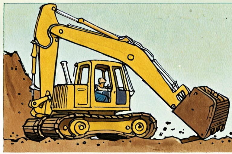 Illustration of a digger by David Macaulay by Nonsensei on Tensor.Art