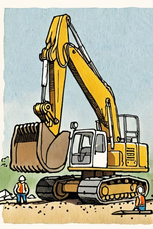 Illustration of construction digger by David Macaulay by Nonsensei on Tensor.Art