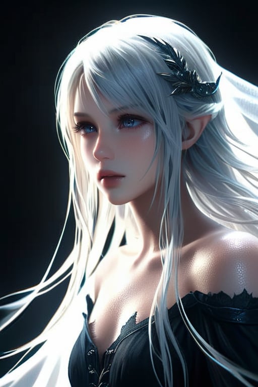 final fantasy,realistic,minimalism style,ghostly beauty,natural skin texture