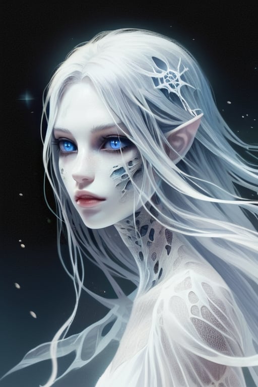 final fantasy,realistic,minimalism style,ghostly beauty,natural skin texture