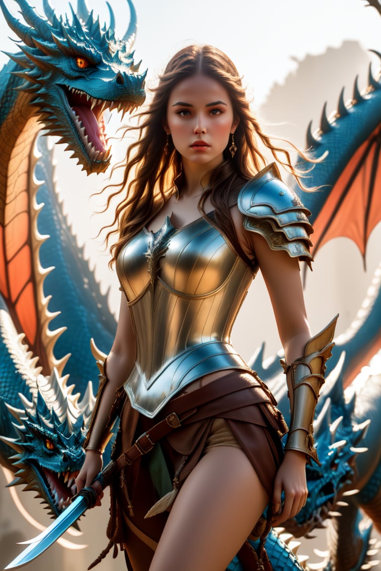 obmaster raw, super high image, super detail, super high resolution, 
((clear light, bright, daylight, ambient light)), ((bright colors)), 
a beautiful woman, with long hair and a statuesque body, mounted on
a giant dragon, she takes the reins of the beast, a young woman,
warrior, fantasy, half-discovered body, with shoulder pads and breastplate,
sword on the side of his leg, long hair, intricate intricate hair,
brown hair, young woman, fantasy warrior,
fantastic art, boris ballejo style, luis royo style,
in a fantasy place, with daylight,
8k, masterpiece, raw photo, Best quality, photorealistic, Extremely
Detailed Cg Unity 8k wallpaper, depth of field, light
cinematography, lens flare, ray tracing,Colors,LADYWARRIOR