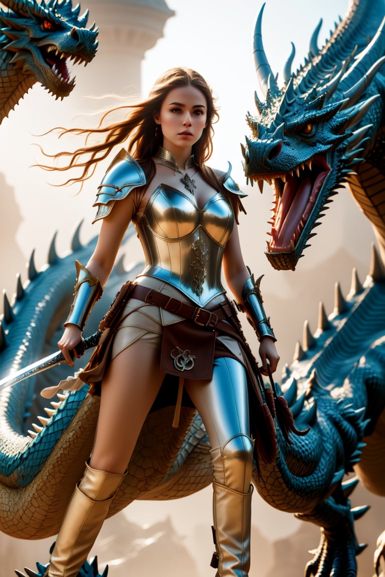 obmaster raw, super high image, super detail, super high resolution, 
((clear light, bright, daylight, ambient light)), ((bright colors)), 
a beautiful woman, with long hair and a statuesque body, mounted on
a giant dragon, she takes the reins of the beast, a young woman,
warrior, fantasy, half-discovered body, with shoulder pads and breastplate,
sword on the side of his leg, long hair, intricate intricate hair,
brown hair, young woman, fantasy warrior,
fantastic art, boris ballejo style, luis royo style,
in a fantasy place, with daylight,
8k, masterpiece, raw photo, Best quality, photorealistic, Extremely
Detailed Cg Unity 8k wallpaper, depth of field, light
cinematography, lens flare, ray tracing,Colors,LADYWARRIOR