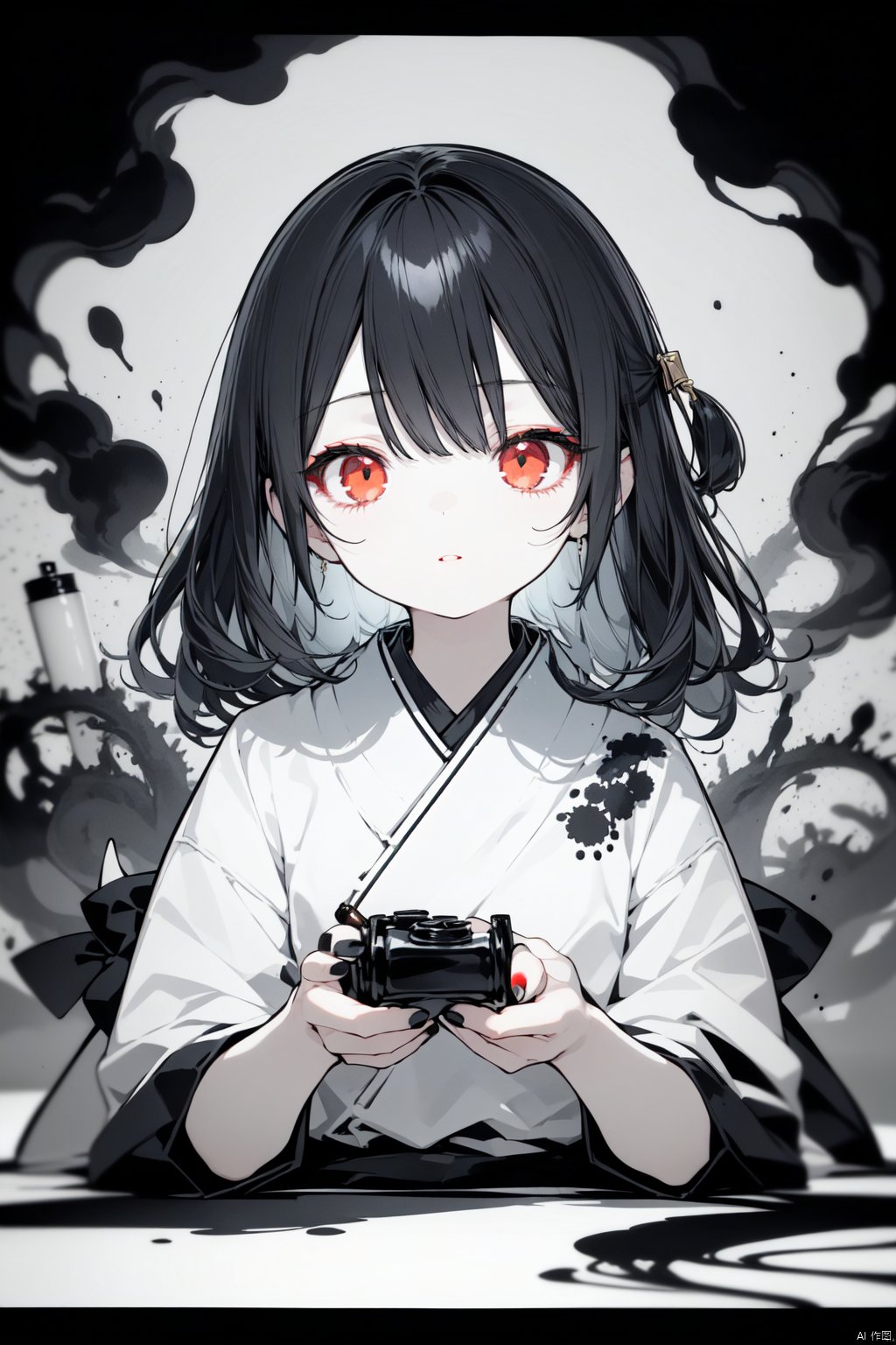 1girl,  black_hair,  blue_nails by 叫我浅笑大人就好了 on Tensor.Art