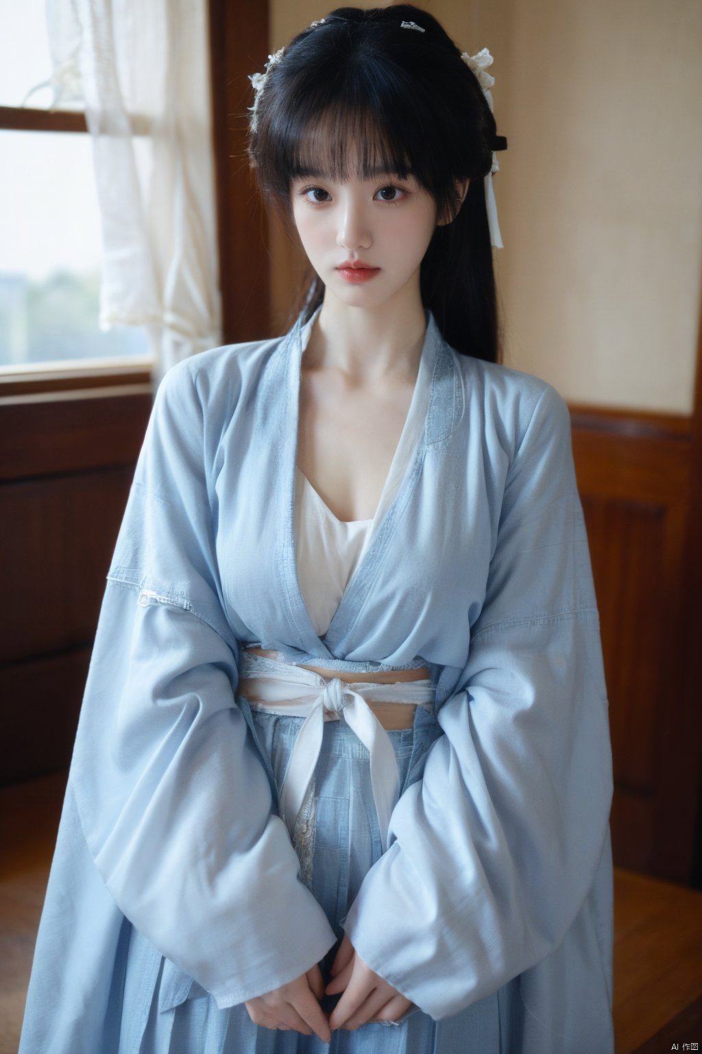 Surrealist beauty photo, hanfu,Xtianxiwei,(big_breasts:1.23), Yunxiao_Fairy,1girl,moyou