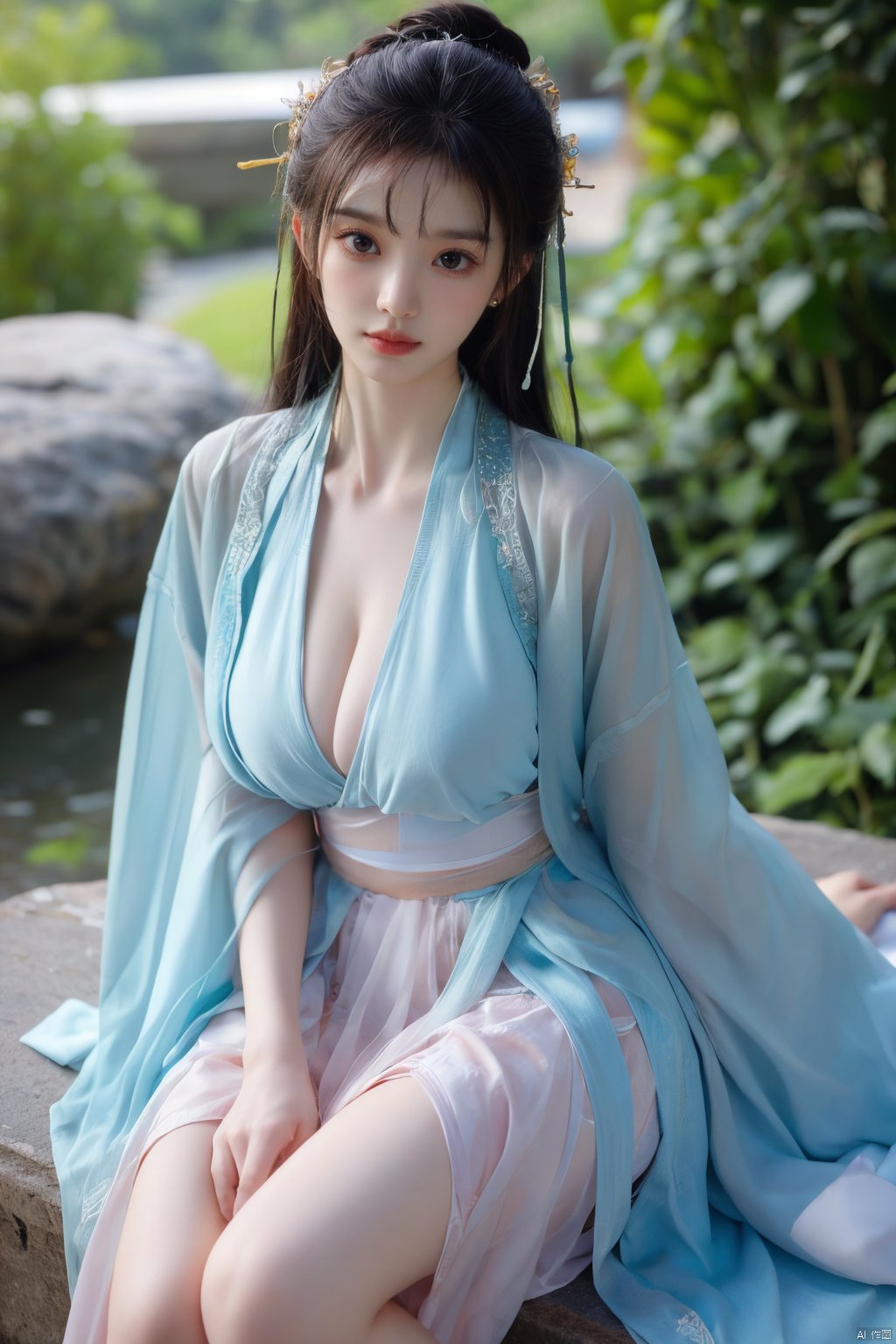 Surrealist beauty photo, hanfu,Xtianxiwei,(big_breasts:1.29), Yunxiao_Fairy,1girl,