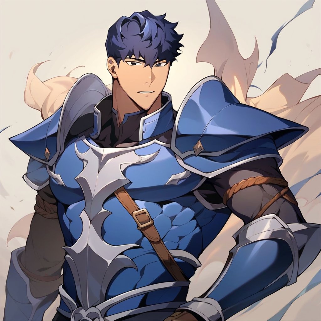 score_9, score_8_up, score_7_up, masterpiece, best quality, best aesthetic, 1boy, solo, solo male, male focus, dark blue hair, black eyes , seomoonyeob,  blue armor