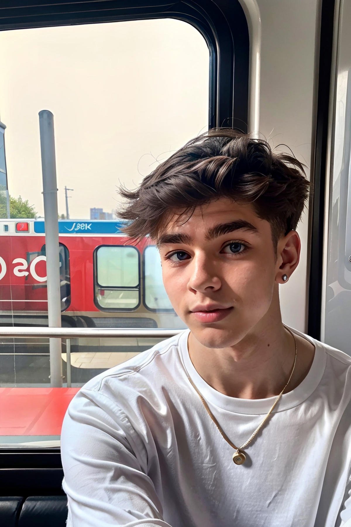 (Liam,  twink),  (1boy) in a subway train car by StecFX on Tensor.Art