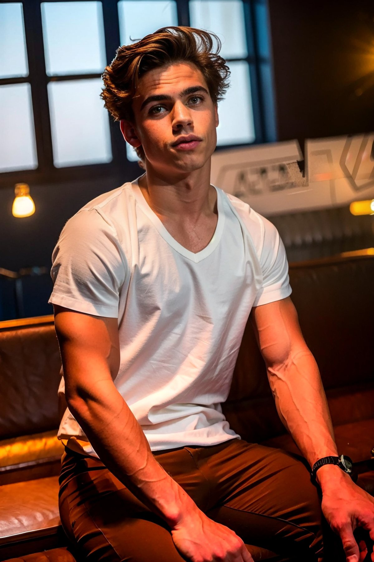 <lora:75B0BD4C76:0.8> (Tanner), (1boy) Tanner, fit, (sitting in a cafe, long parted hair), 18 years old, full body shot, full pouty lips, fit body, modelling, high fashion, professional photo, RAW photo, detailed photo, gorgeous, shallow depth of field, bokeh, (surreal:0.4), hyper detailed photorealistic life-like accurate proportional 8k sharp focus, (accurate cinematic lighting), photorealistic detail, (selective focus:0.6)