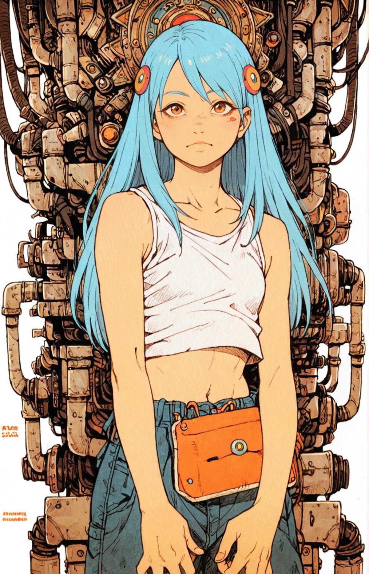 1girl,kid,blue hair,long hair,hair ornament,solo,tankobslete machine ,tatsuyuk,<lora:Perfect Hands:1>   <lora:tatsuyuk:0.8>, score_9, score_8_up, score_7_up, score_6_up, score_5_up, score_4_up,zPDXL