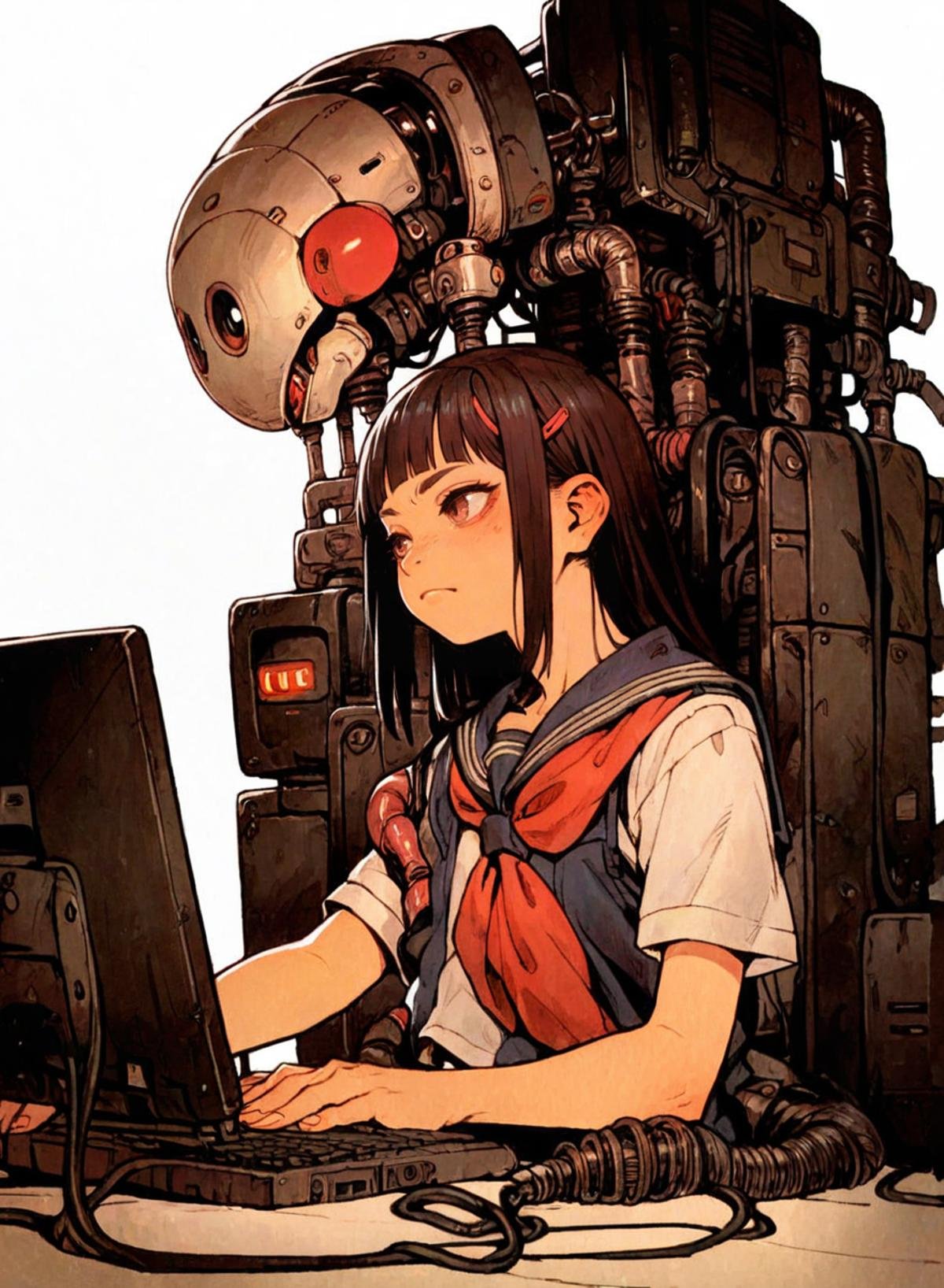 1girl,school uniform,white background,obslete computer machine,tatsuyuk<lora:Perfect Hands:1>  <lora:add-detail-xl:0.5> <lora:age_slider_v4:-5>  <lora:tatsuyuk:0.8>, score_9, score_8_up, score_7_up, score_6_up, score_5_up, score_4_up,zPDXL