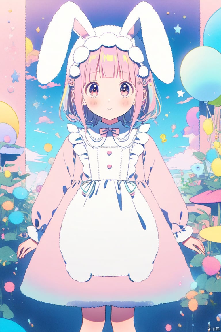 A woman wearing a fluffy bunny costume and big bunny ears,  full body shot,  wide angle by 不见了的枫 on Tensor.Art