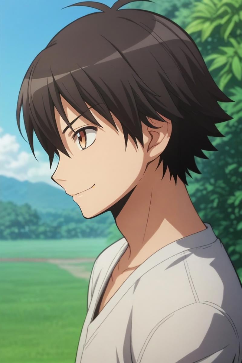 score_9, score_8_up, score_7_up, source_anime, rating_safe, intricate details, (realistic:0.6), , , 1boy, solo, male focus, <lora:yuuma_isogai_pony:0.94>, yuuma_isogai, black hair, brown eyes, short hair, profile, skytree, noon, knees up, smirk, , <lora:sdxl_lightning_8step_lora:1>