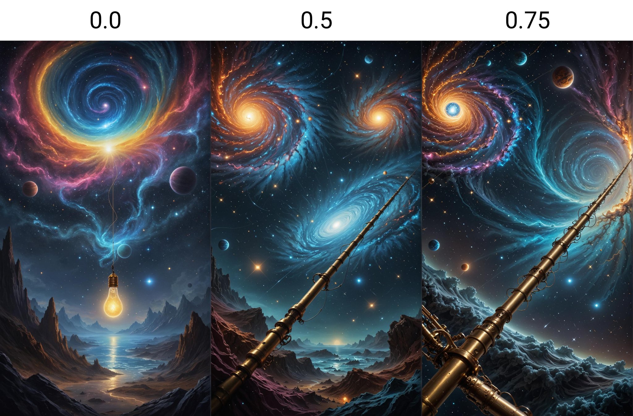 Fishing rod,  Digital painting of a detailed tapestry showing a vibrant and colorful galaxy,  with swirling patterns repre...