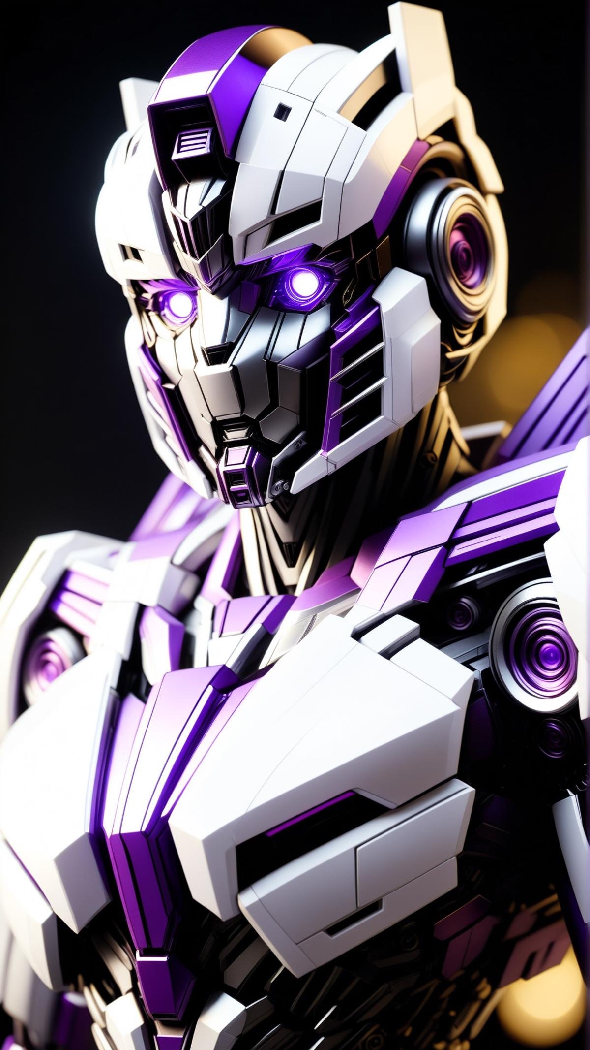 <lora:TransformersStyleXL:1>TransformersStyle White Purple newfangled, tech, sci-fi, technology, michael bay transformers, (metallic:0.7), 24mm, (analog, cinematic, film grain:1.3), Bokeh DOF, (Masterpiece:1.3) (best quality:1.2) (high quality:1.1)