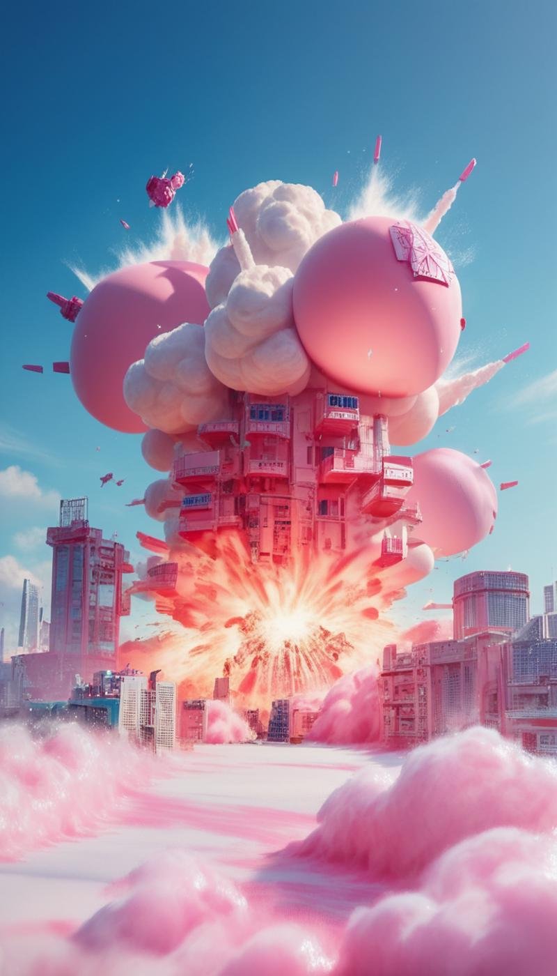 score_9, score_8_up, score_7_up, score_6_up, score_5_up, source_anime, anime style <lora:BarbieCorePony:0.85> BarbieCore nuclear explosion, pink, (white:0.6) in frozen city, (Masterpiece:1.3) (best quality:1.2) (high quality:1.1)