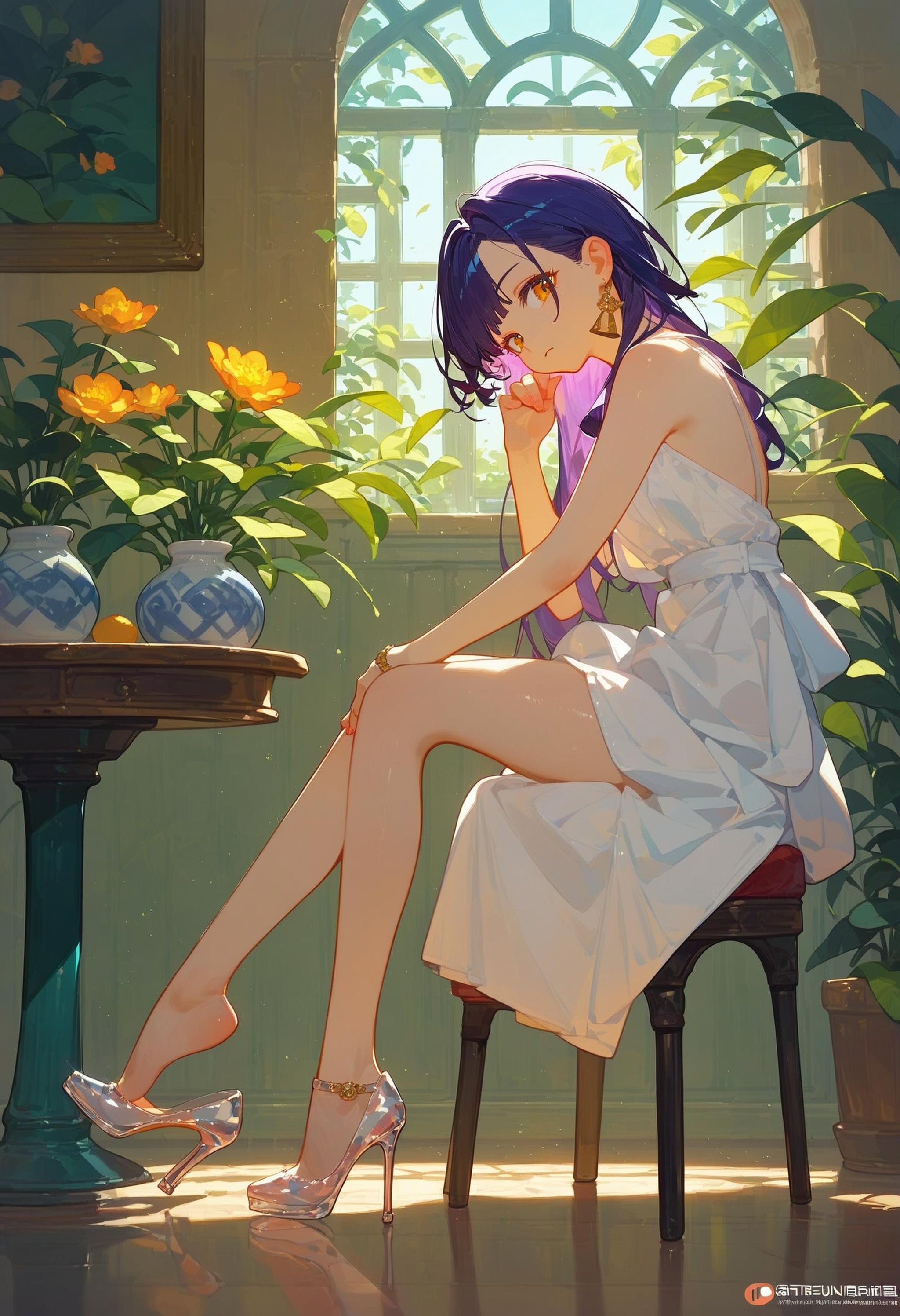 score_9_up score_8_up score_7_up,  1girl,  high heels shoe dangle by Akiseki on Tensor.Art