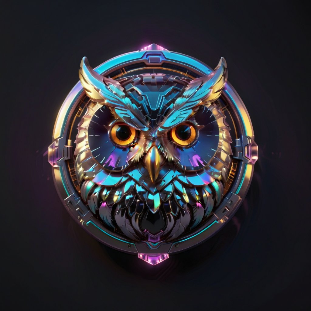 Score_9, Score_8_up, Score_7_up, Score_6_up, Score_5_up, Score_4_up, masterpiece, best quality,
BREAK
(FuturEvoLabBadge:1.5), cyberpunk badge, 
BREAK
Cyberpunk style, Owl head, 
BREAK
front view, Purple energy gem, neon colors, intricate design, symmetrical pattern, futuristic emblem, vibrant hues, high-tech, black background, 
