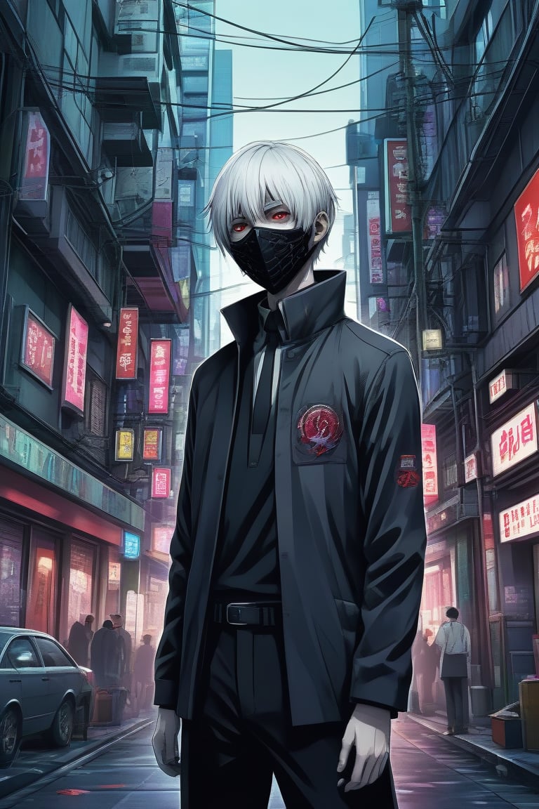 very aesthetic, absurdness, best quality, A digital illustration of a surreal Tokyo Ghoul background, intricate details