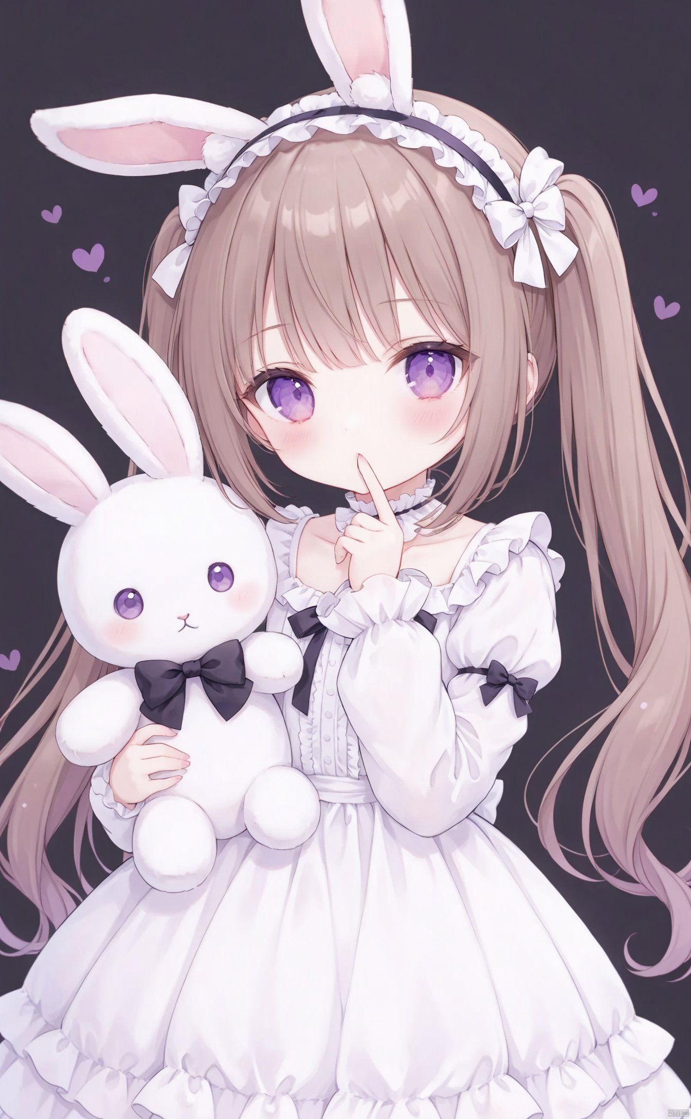  very long hair,twintails,loli,loli,loli,loli,loli,loli,loli,loli,loli,grossissementdedeuxcentsoixantepourcent_portrait,grossissementdedeuxcentsoixantepourcent_portrait,grossissementdedeuxcentsoixantepourcent_portrait,grossissementdedeuxcentsoixantepourcent_portrait,grossissementdedeuxcentsoixantepourcent_portrait,grossissementdedeuxcentsoixantepourcent_portrait,grossissementdedeuxcentsoixantepourcent_portrait,grossissementdedeuxcentsoixantepourcent_portrait,构图-yps98815-1_预览-on, 1girl, animal_ears, stuffed_toy, long_hair, rabbit_ears, dress, stuffed_animal, purple_eyes, stuffed_bunny, brown_hair, hair_ornament, white_dress, finger_to_mouth, lolita_hairband, lolita_fashion, chibi, blush, looking_at_viewer, hairband, long_sleeves, bow, two_side_up