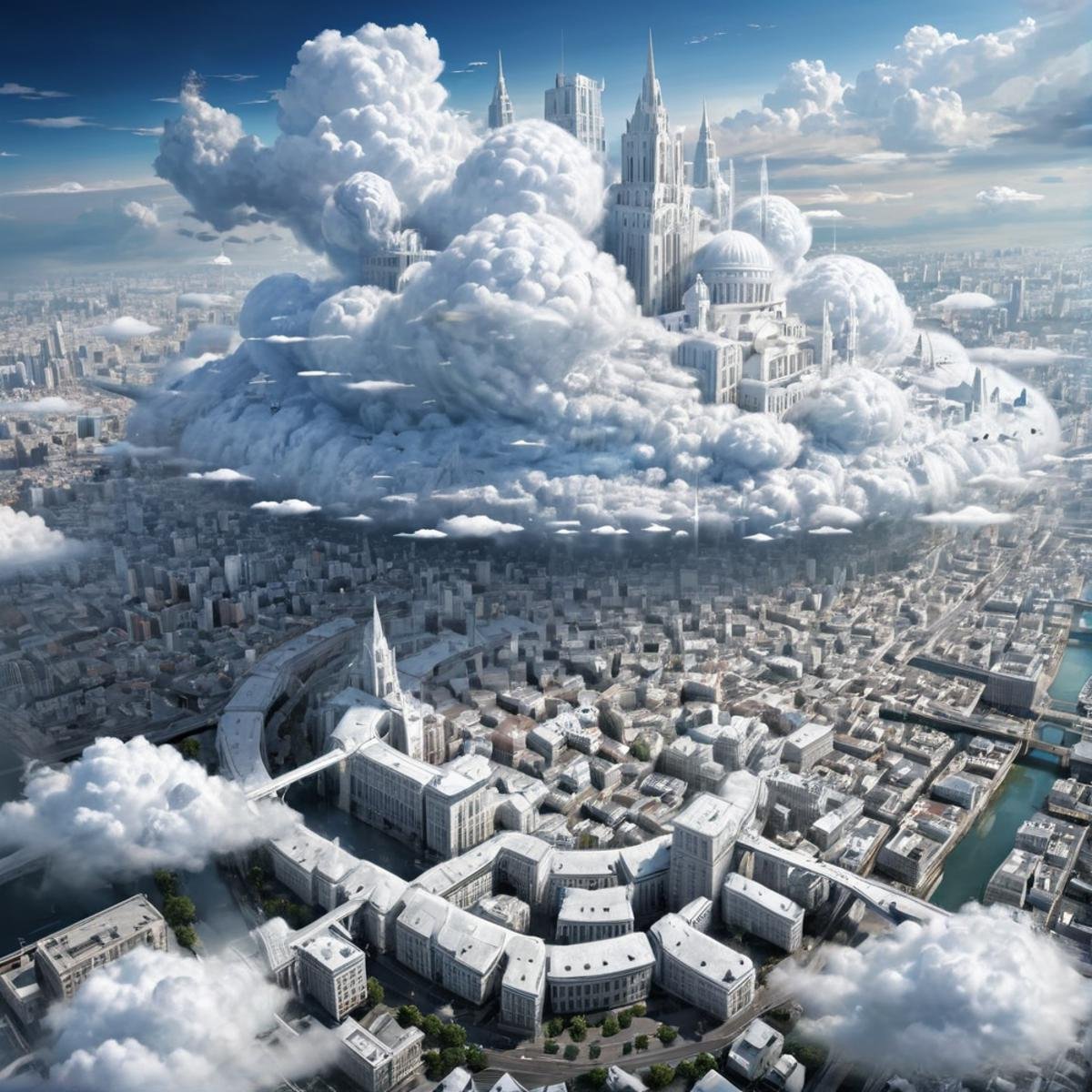 masterpiece,high resolution,detailed, <lora:air_xl:0.8>airmode,,city made of cloud,cloud,air,