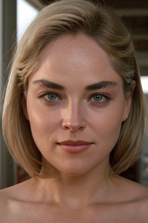 hyperrealistic photo of Sharon Stone (1girl), realistic and detailed face, realistic and detailed eyes
