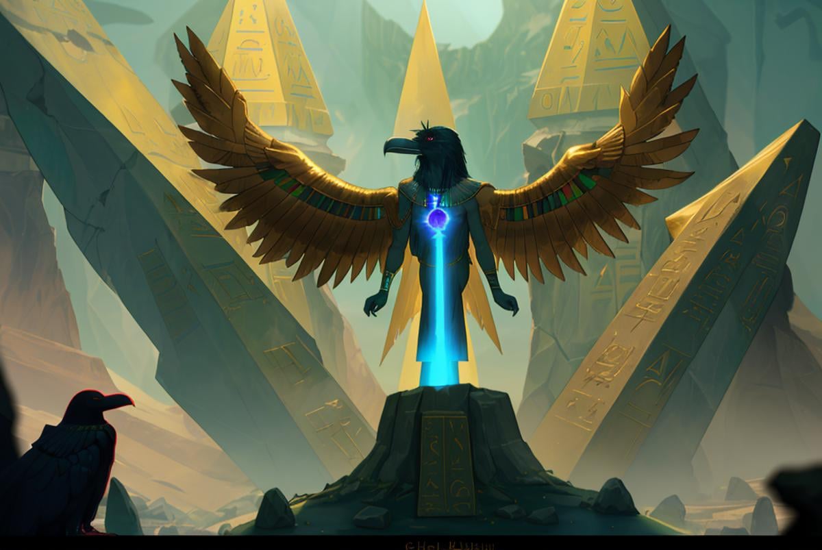 glowing engraved obelisk,  gold,  teal by Dddokter on Tensor.Art