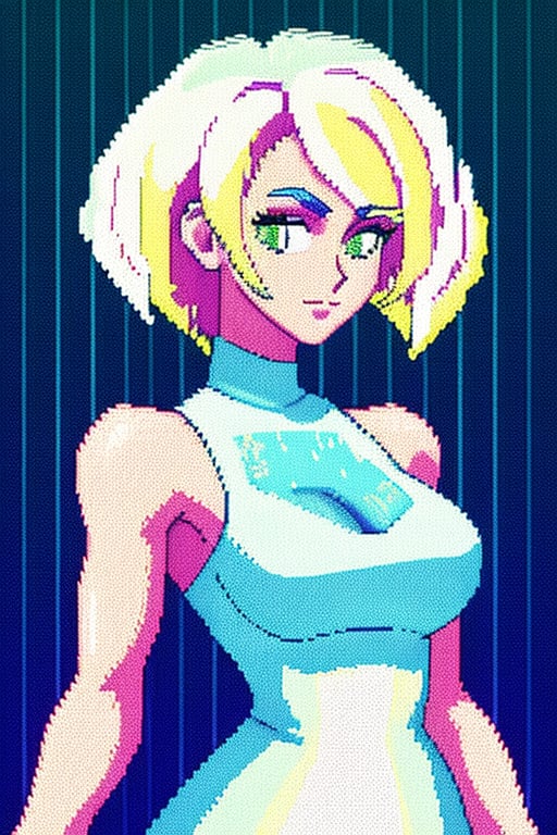 woman,  white dress,  glow in the dark hair by Dddokter on Tensor.Art