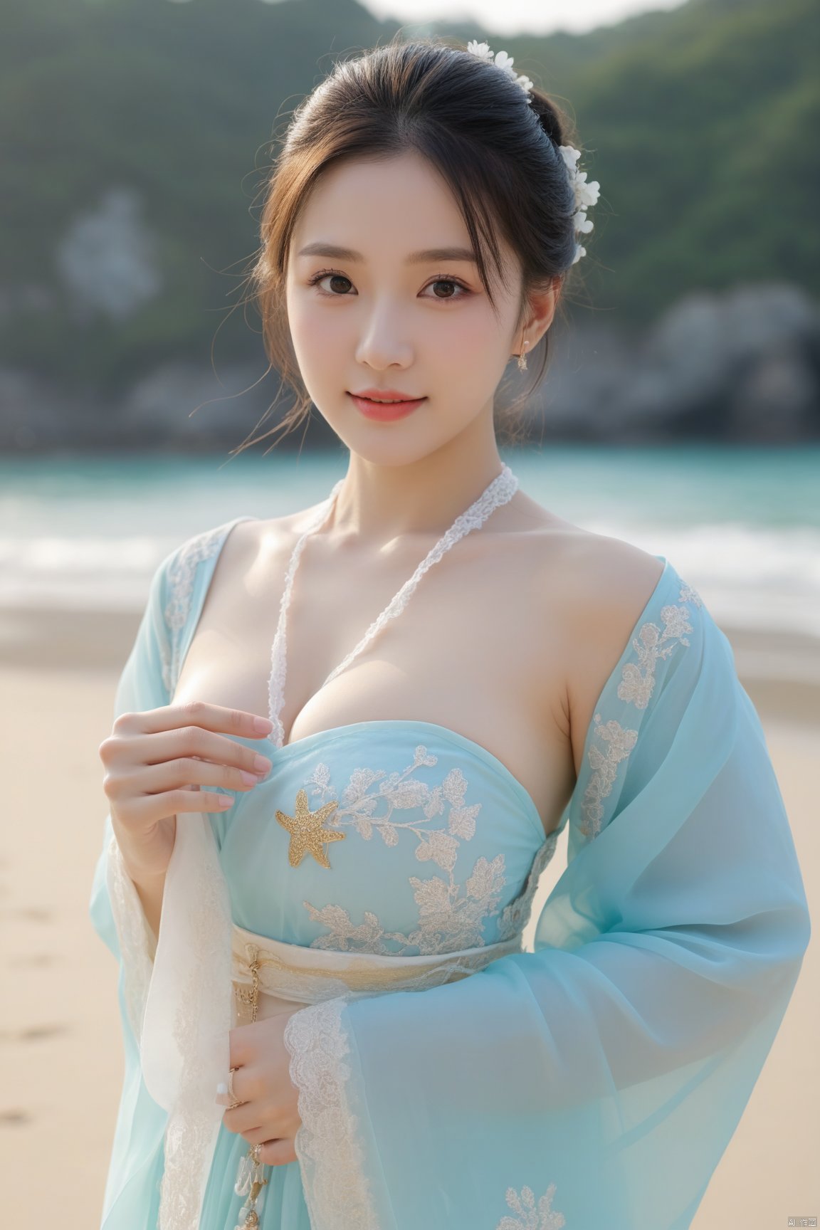  arien_hanfu,big_breasts,sea beach girl