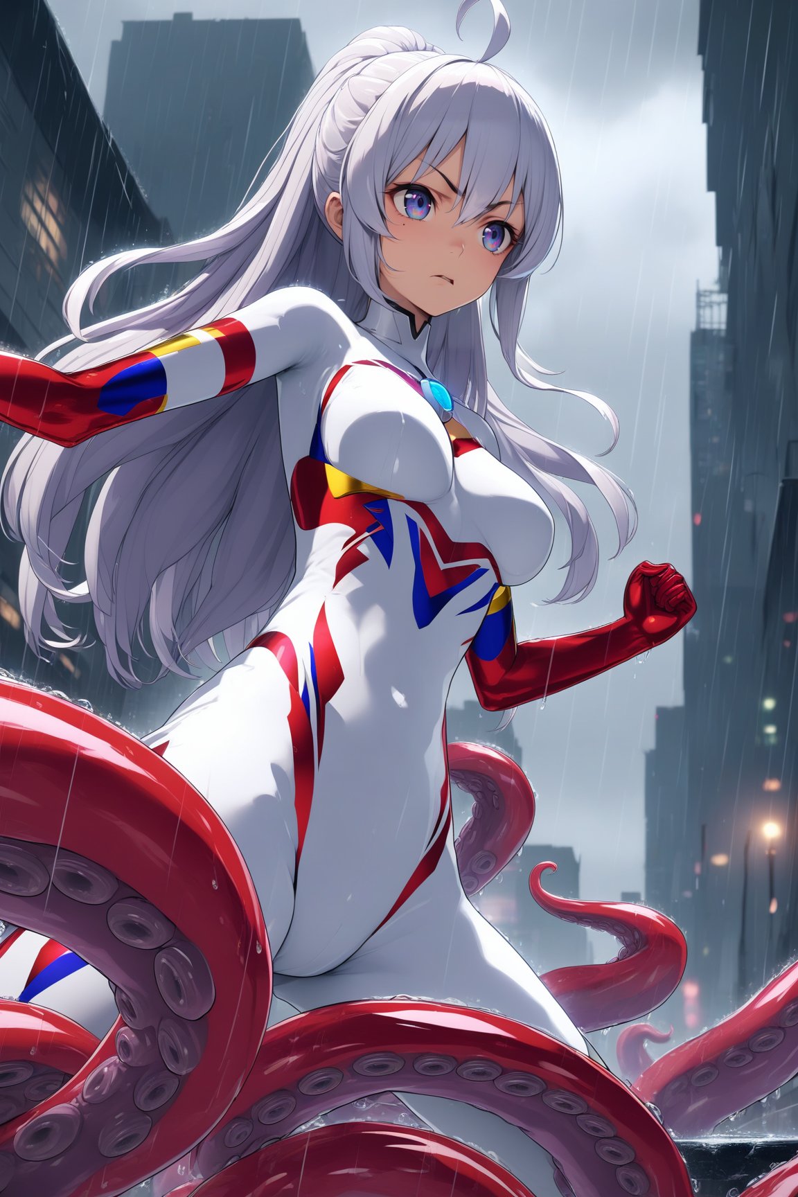 ultragirl shion,  bing girl,  white bodysuit by 邪僻 on Tensor.Art