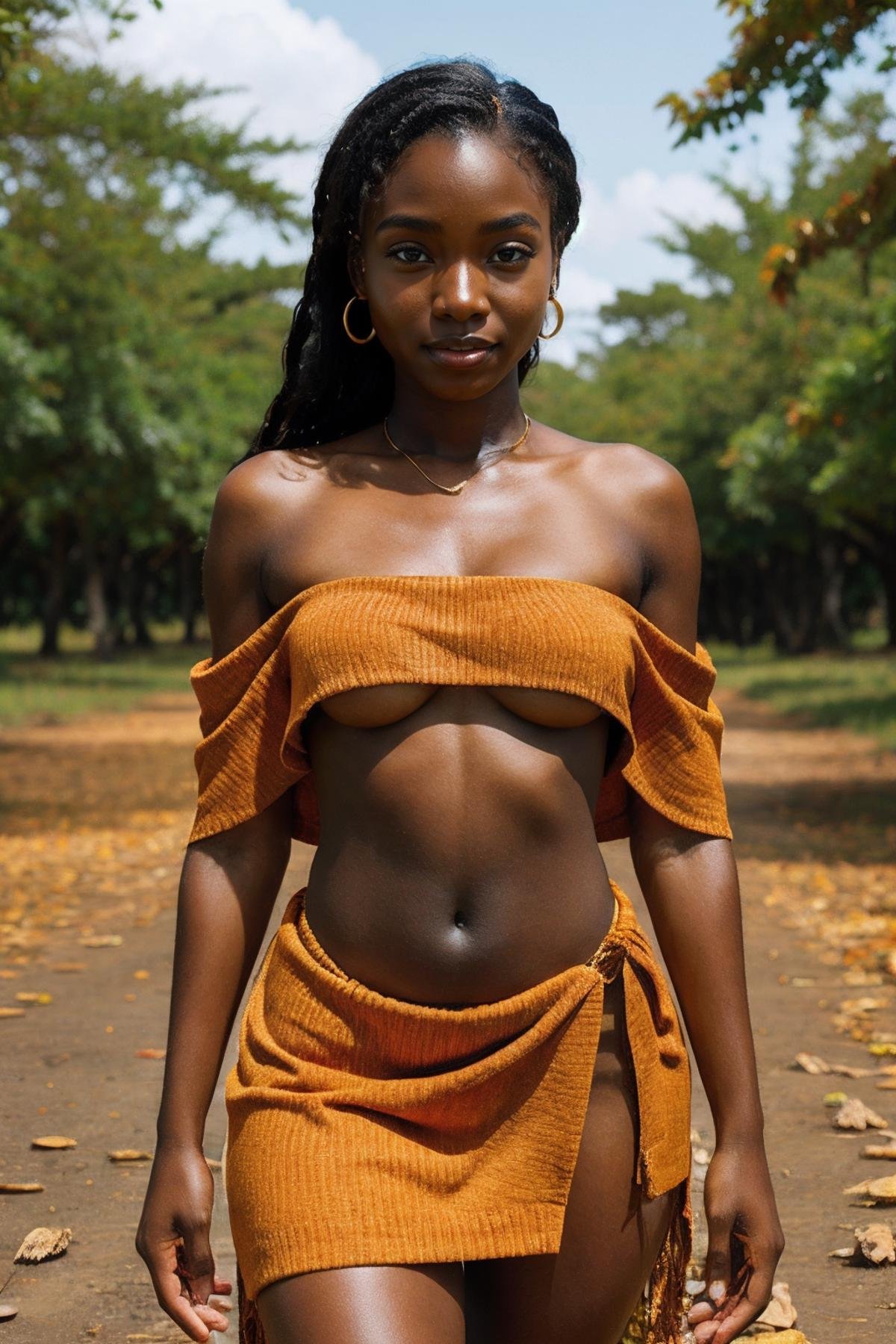 melanin, a woman , <lora:melanin3:0.8>  autumn, kenya, , tribe